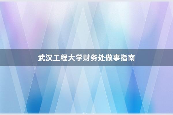 武汉工程大学财务处做事指南